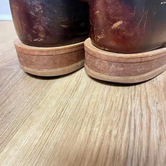 Justin Mens Square Toe Casual Work Boots Brown Green Size 11.5 D - style BR307 - Picture 8 of 14